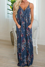 Load image into Gallery viewer, Plunge Neck Floral Maxi With Pockets