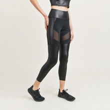 Load image into Gallery viewer, Mesh Detail Pleather Leggings
