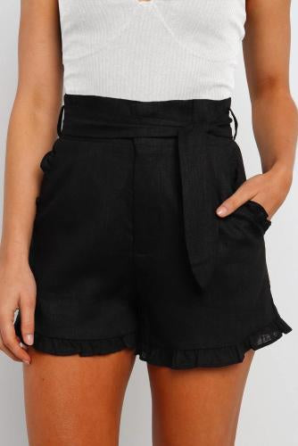 Black Weekender High Waisted Shorts