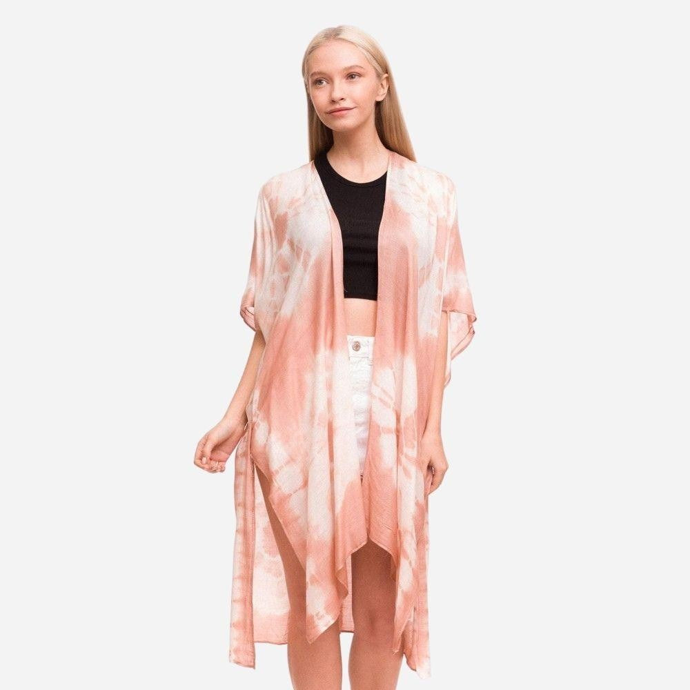 Coral Tie-Dye Kimono